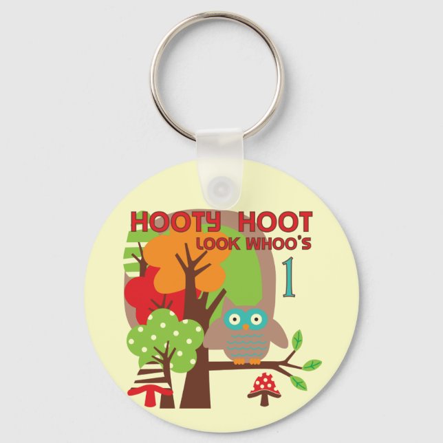 Owl First Birthday T-shirts and Gifts Keychain (Front)
