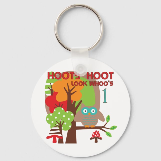 Owl First Birthday T-shirts and Gifts Keychain (Front)