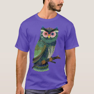 Owl Floral Folk Art Asian Design Visual Graphic T T-Shirt