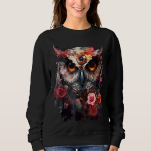 Owl Flowers Fantasy Animal Lovers - Bird Art Anima Sweatshirt