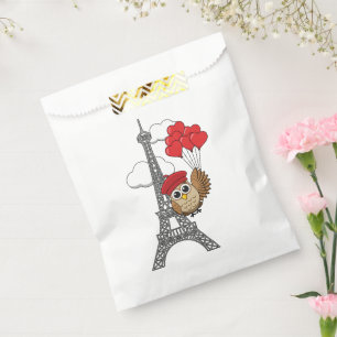Owl Flying with Heart Balloons in Paris Favour Bag