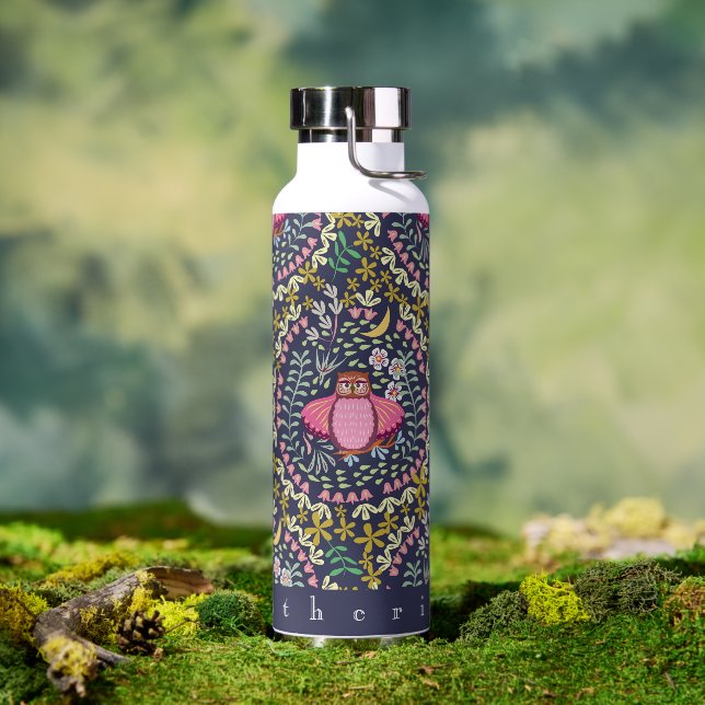 Owl Folk Navy Water Bottle (Outdoor)