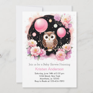 Owl Forest Adventure Whimsical Girl Baby Shower Invitation
