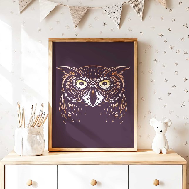 Owl | Forest Animal Owl Wall Print (Woodland Owl Nursery Wall Art Poster Print by TinkPrints.)