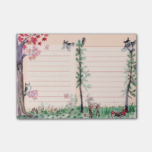 Owl forest watercolor to-do list post-it notes
