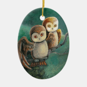Owl Friends Owl Art Ceramic Ornament
