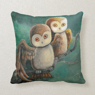 Owl Friends Owl Art Throw Pillow