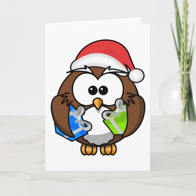 Owl, Fröhliche Weihnachten! Holiday Card (Front)