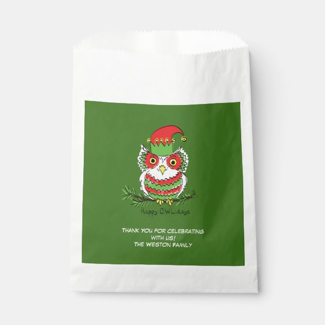 Owl Funny Christmas Cute Kids Favour Bag (Front)