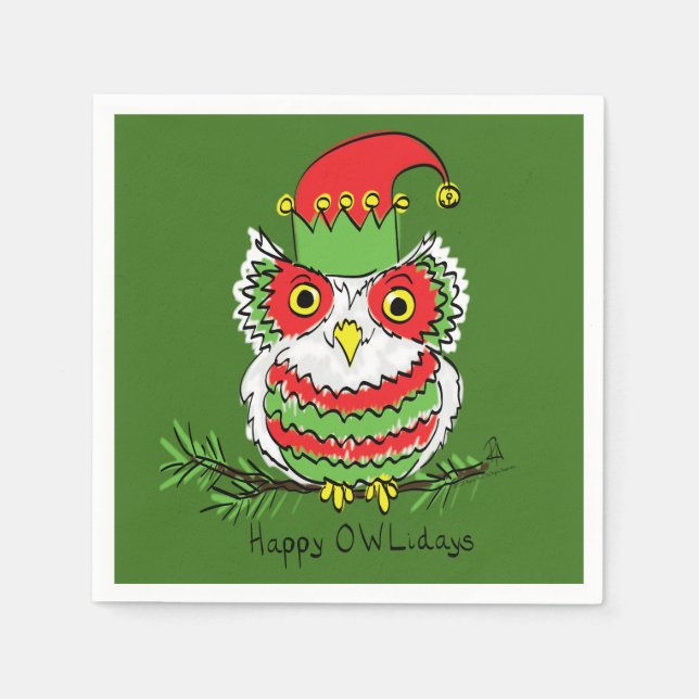 Owl Funny Christmas Cute Kids Napkin (Front)