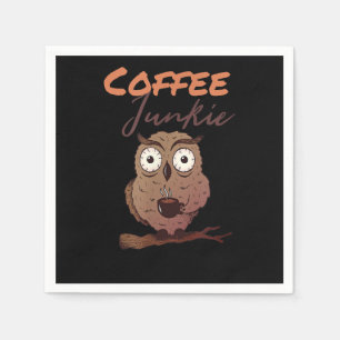 Owl Gift   Coffee Junkie Owl Gift For Owl Lover Napkin