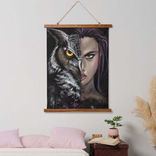 Owl Girl - Emotion Hanging Tapestry - Painting (Bedroom)