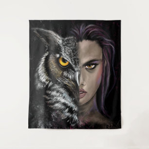 Owl Girl Tapestry