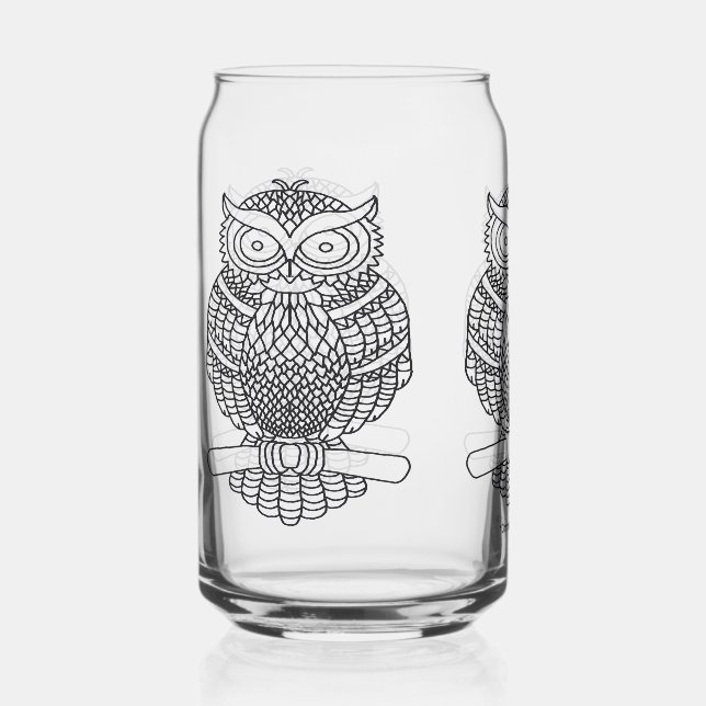 Owl - Glass Can (Front)