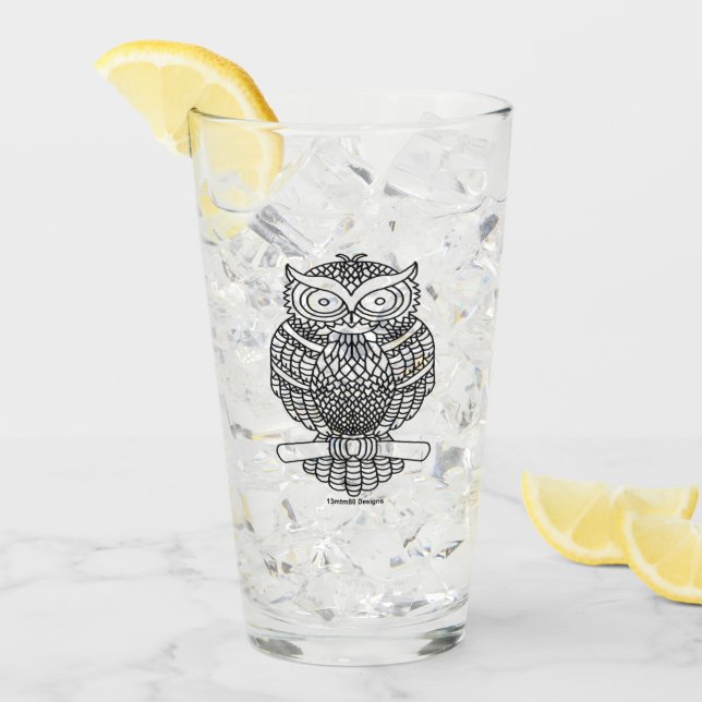 Owl - Glass Cup (black) (Front Ice)