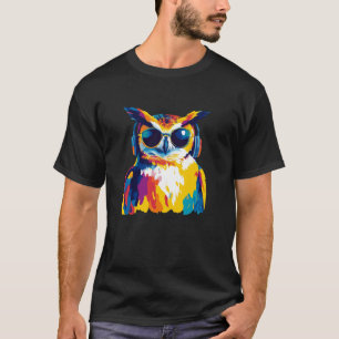 Owl Glasses Illustration Watercolour Painting T-Shirt