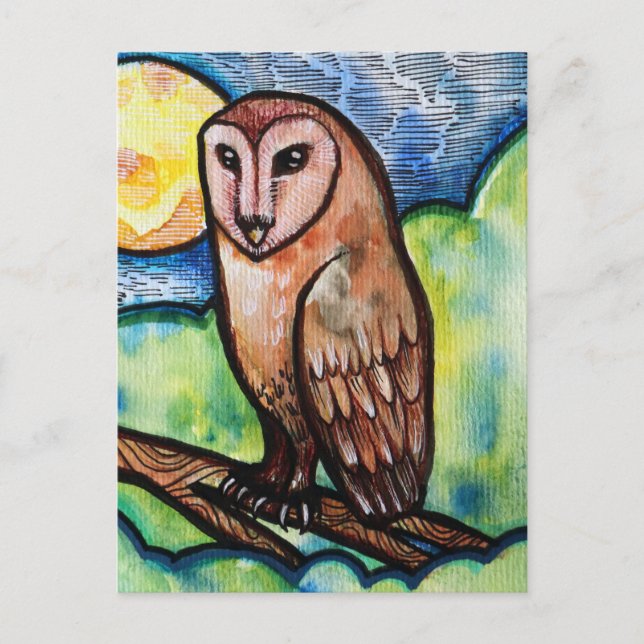 Owl Golden Moon                                    Postcard (Front)