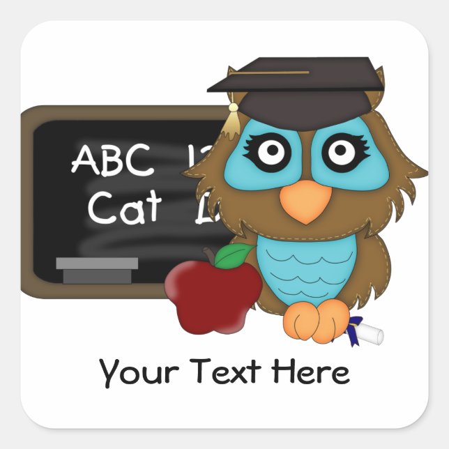 Owl Graduation1 (Customizable) Square Sticker (Front)