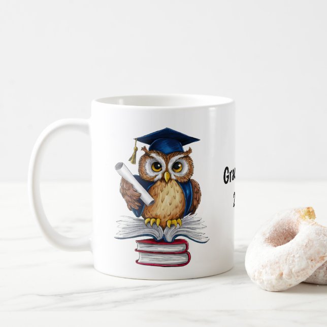 Owl Graduation Personalized Coffee Mug (With Donut)
