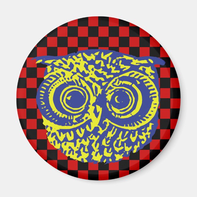 owl graphic . bird magnet (Front)