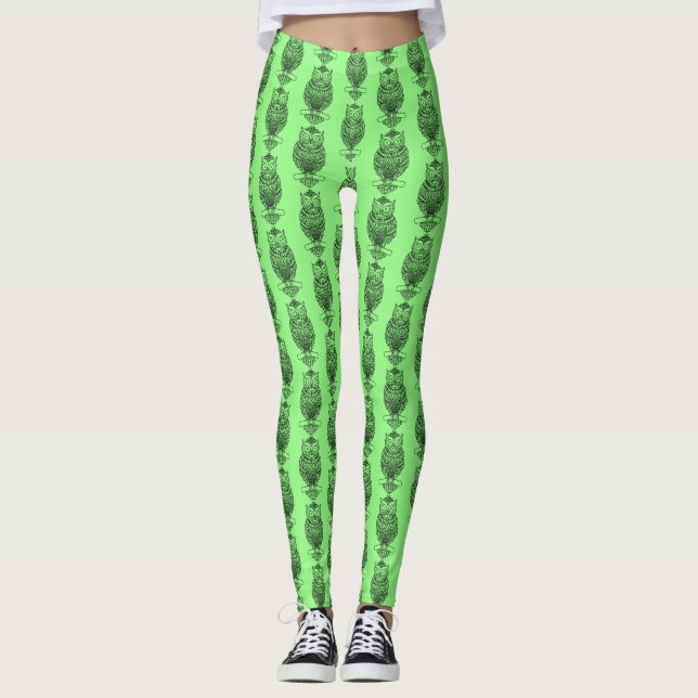 Owl (green) - Leggings (Front)