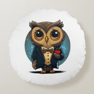 Owl Groom in Love: Perfect Valentine's Day Gift Round Pillow