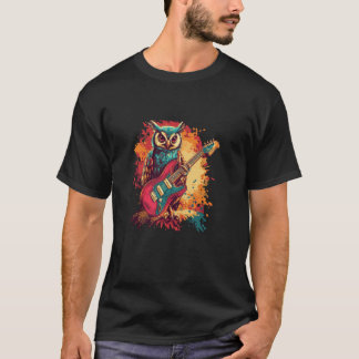 Owl Guitarist Ready to Rock the Night T-Shirt
