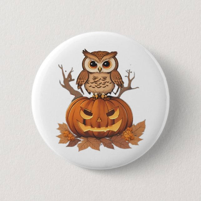 owl Halloween 2 Inch Round Button (Front)