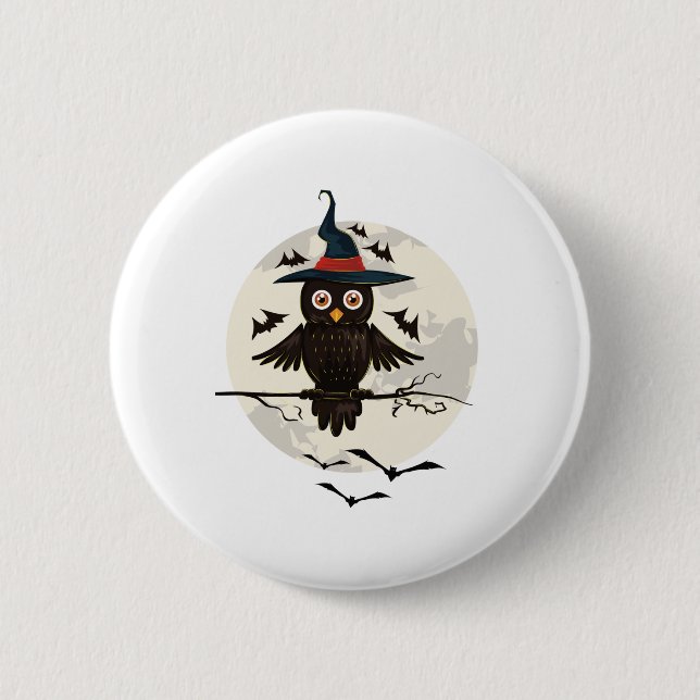 Owl Halloween 2 Inch Round Button (Front)