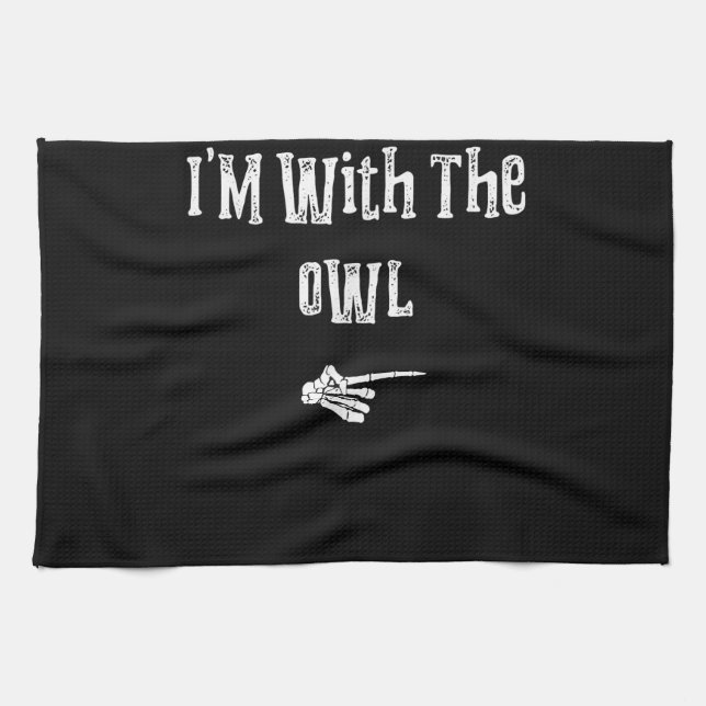 Owl Halloween Costume Funny Couples Matching Kitchen Towel (Horizontal)