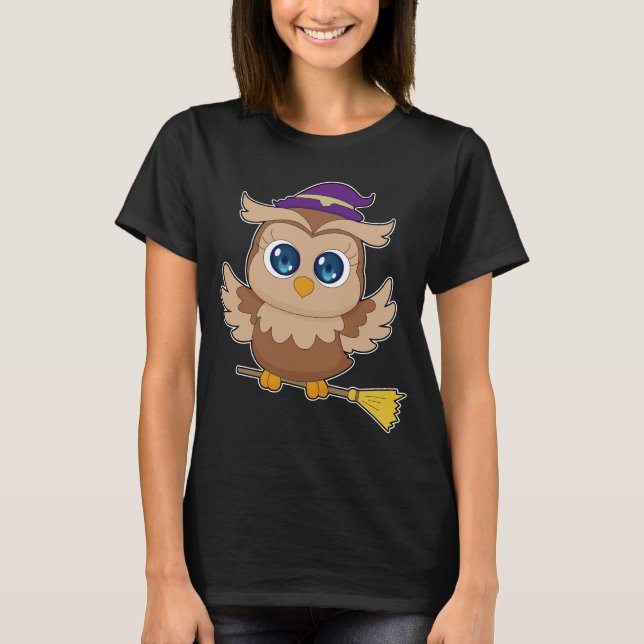 Owl Halloween Witch T-Shirt (Front)