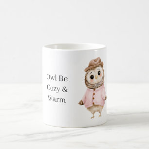 Owl Hat Pink Sweater Cozy & Warm Coffee Mug