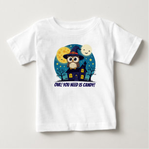 Owl & Haunted House Halloween Kids T-Shirt – Cute 