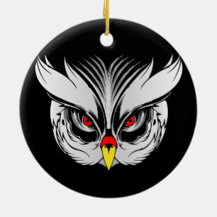 Owl head ceramic ornament