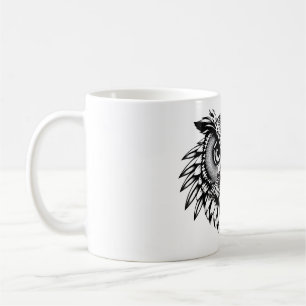 Owl Head Design Black & White Coffee Mug