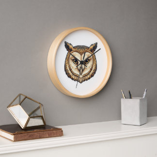 Owl head designed wall watch clock
