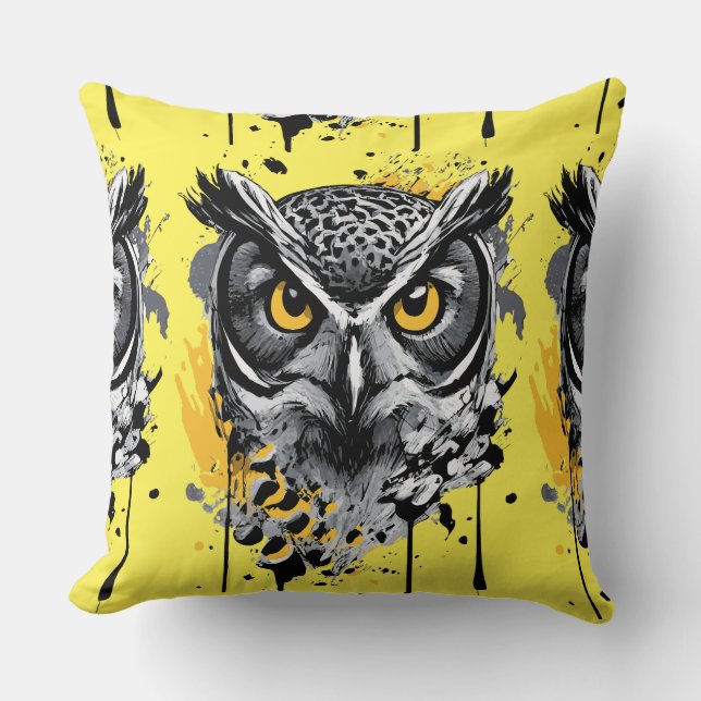 Owl Head - Owl Throw Pillow - Cute Owl Pillow (Front)