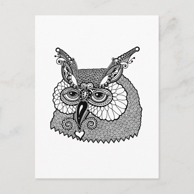 Owl Head Zendoodle Postcard (Front)