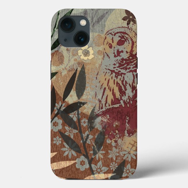 Owl Heart Branches Overlay And Texture Collage Case-Mate iPhone Case (Back)