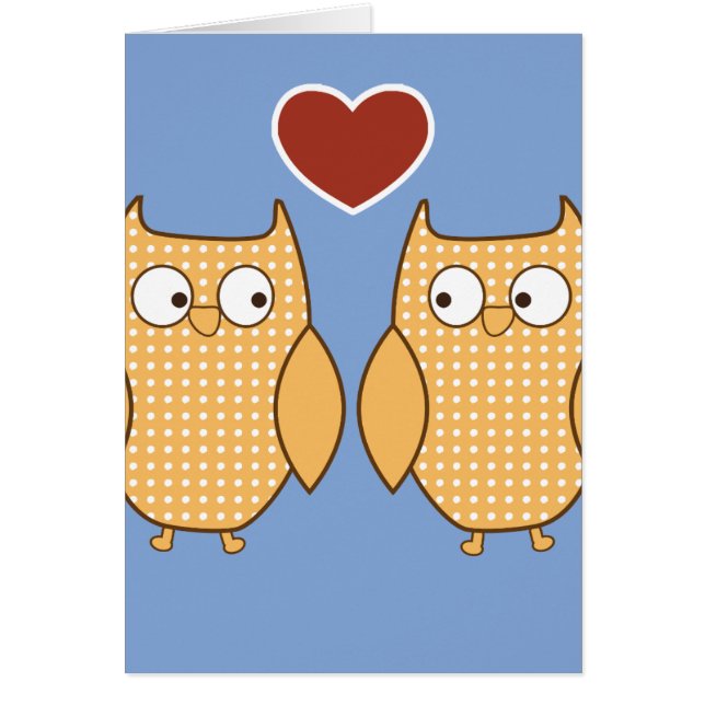 Owl heart love birthday card (Front)