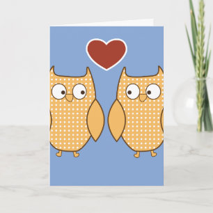 Owl heart love holiday card
