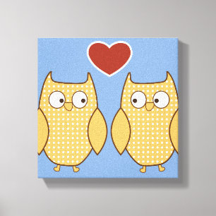 Owl heart love kid's canvas