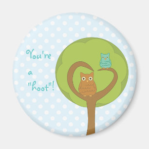Owl Heart Tree Magnet