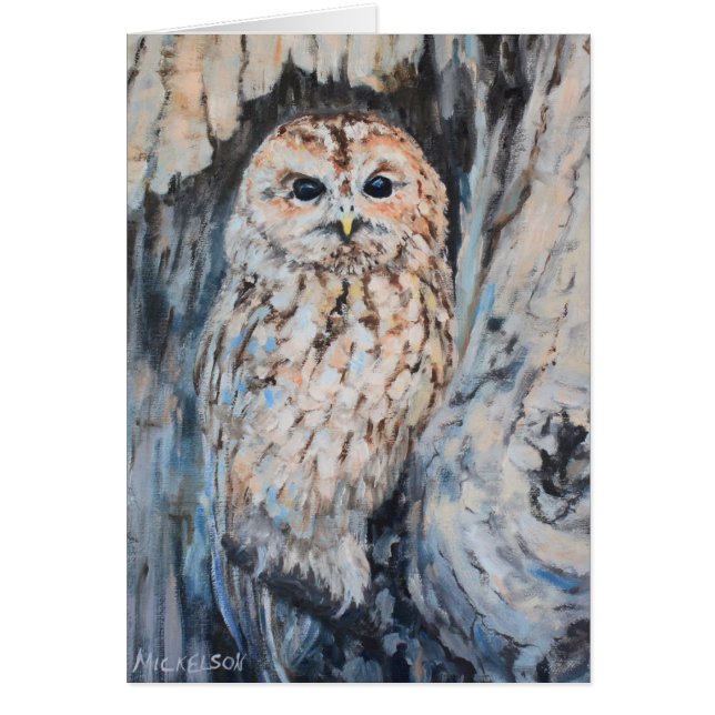 Owl Hideout Fine Art Greeting Card (Front)