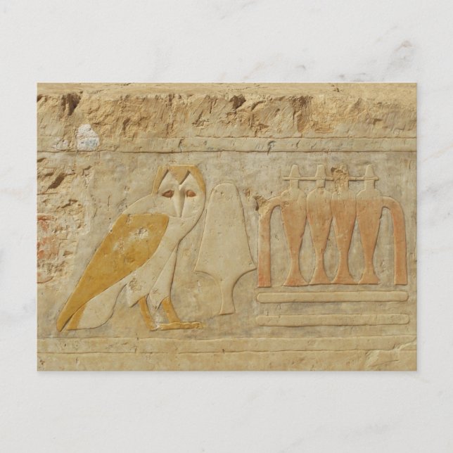 Owl Hieroglyph Detail, Hatshepsut Temple, Egypt Postcard (Front)