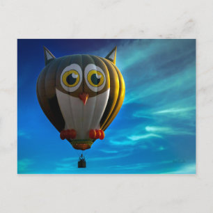 Owl Hot Air Balloon Postcard