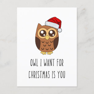 Owl I Want for Christmas Is You – Cute Owl Design Postcard