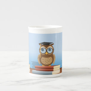 Owl illustration bone china mug