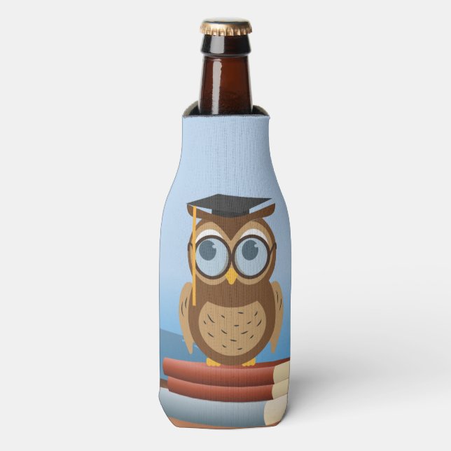 Owl illustration bottle cooler (Bottle Front)