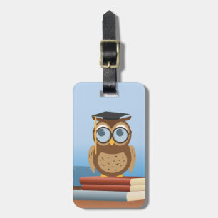 Owl illustration luggage tag